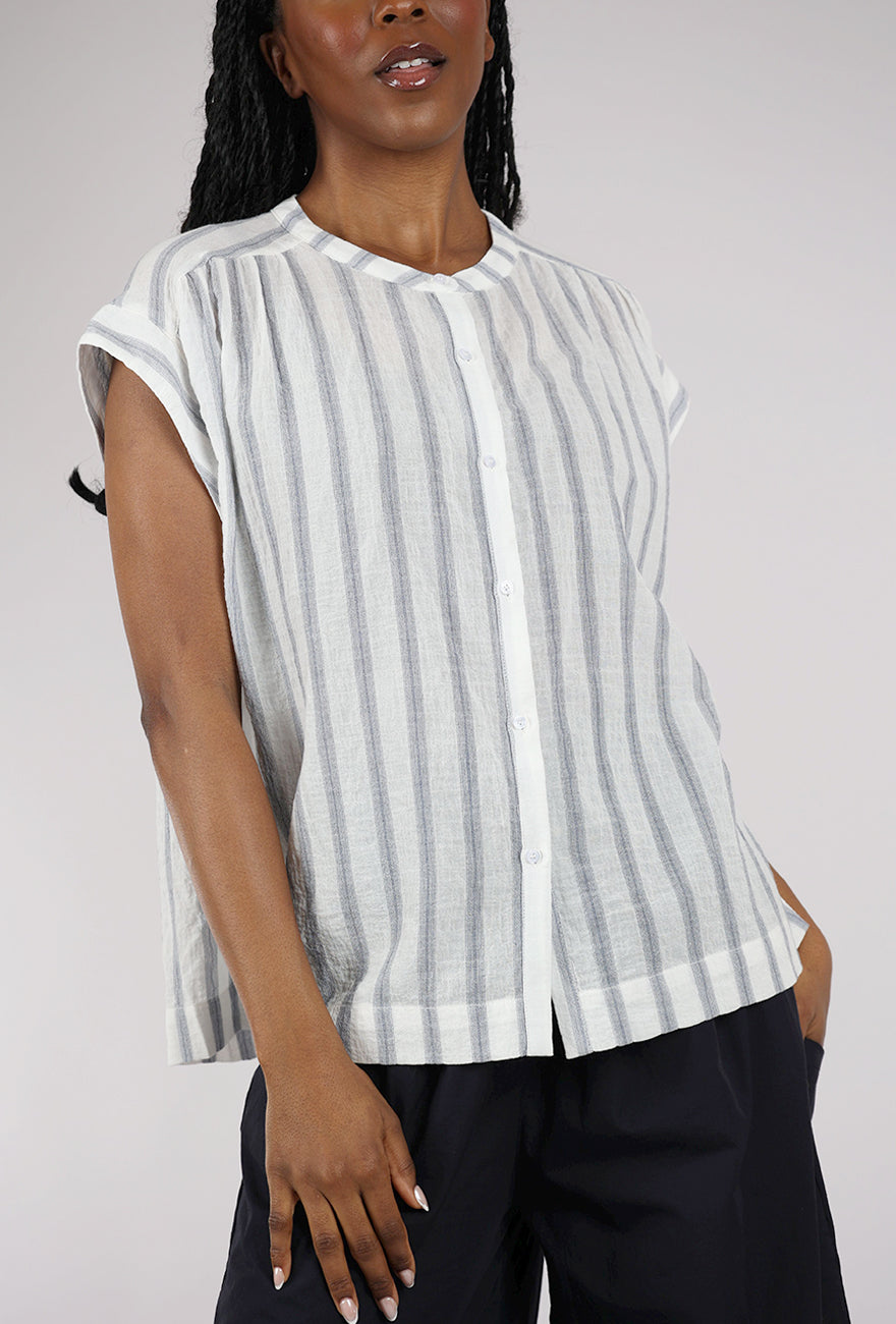 Grade & Gather Summery Stripe Top, Denim Stripe