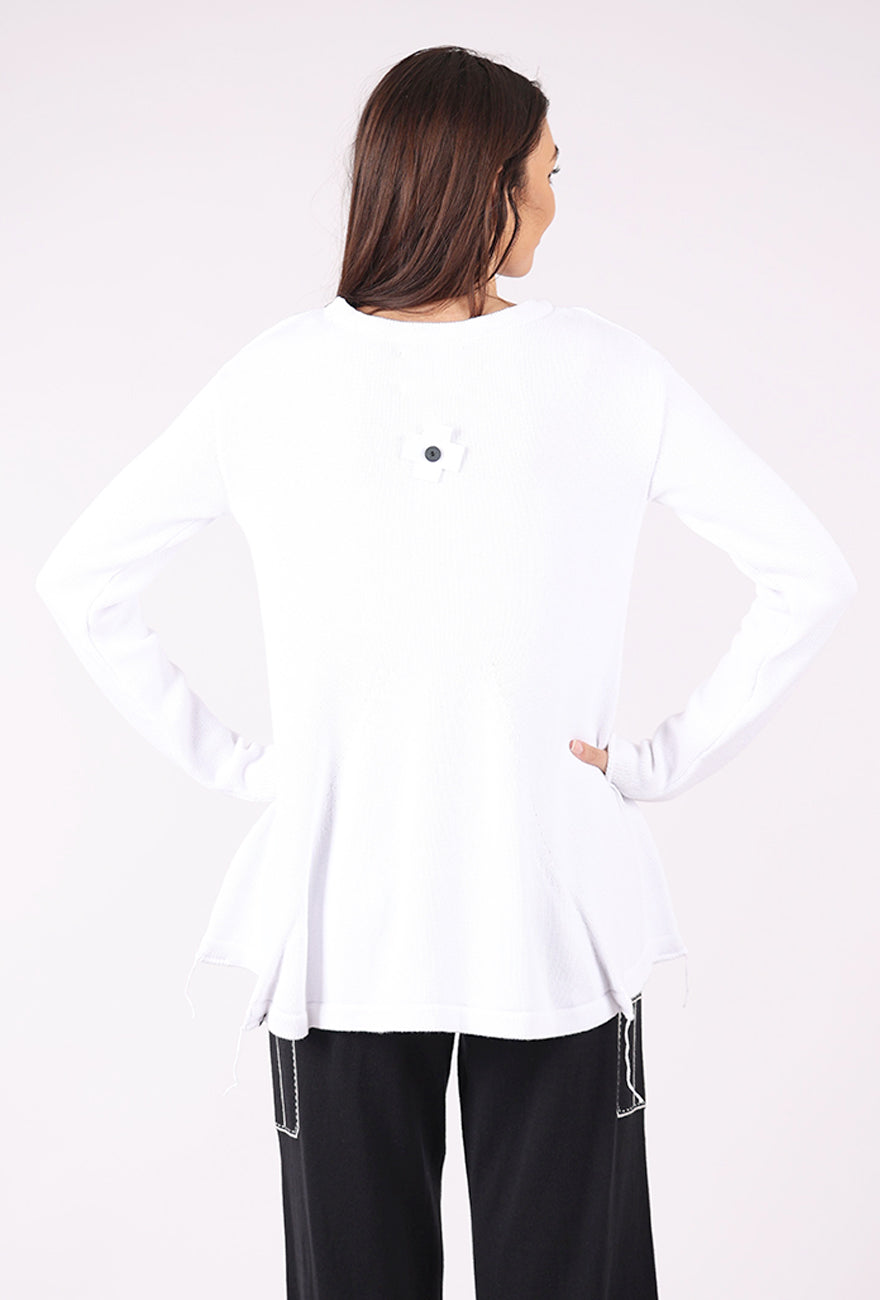 Stitch Knit Sweater, White