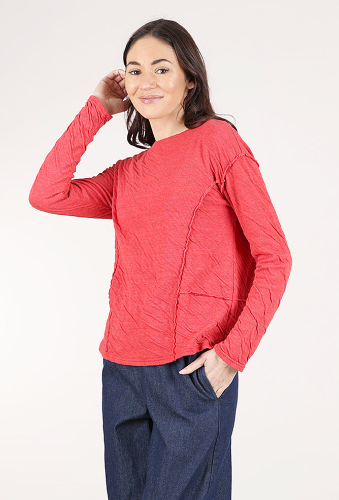Cut Loose Double-Face Raw-Edge Top, Cherry
