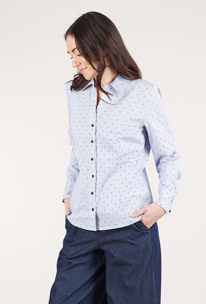 Sunday Pindot Button-Up, Blue