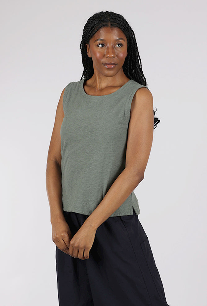 Cut Loose Linen-Cotton Jersey Shell, Clay