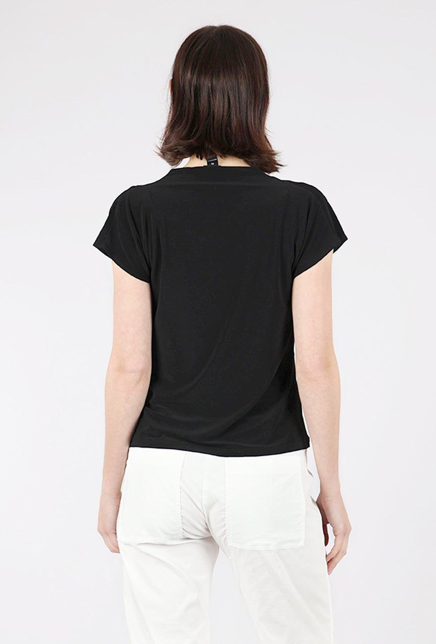 Clara Sun Woo Drape Neck Loop Detail Top, Black