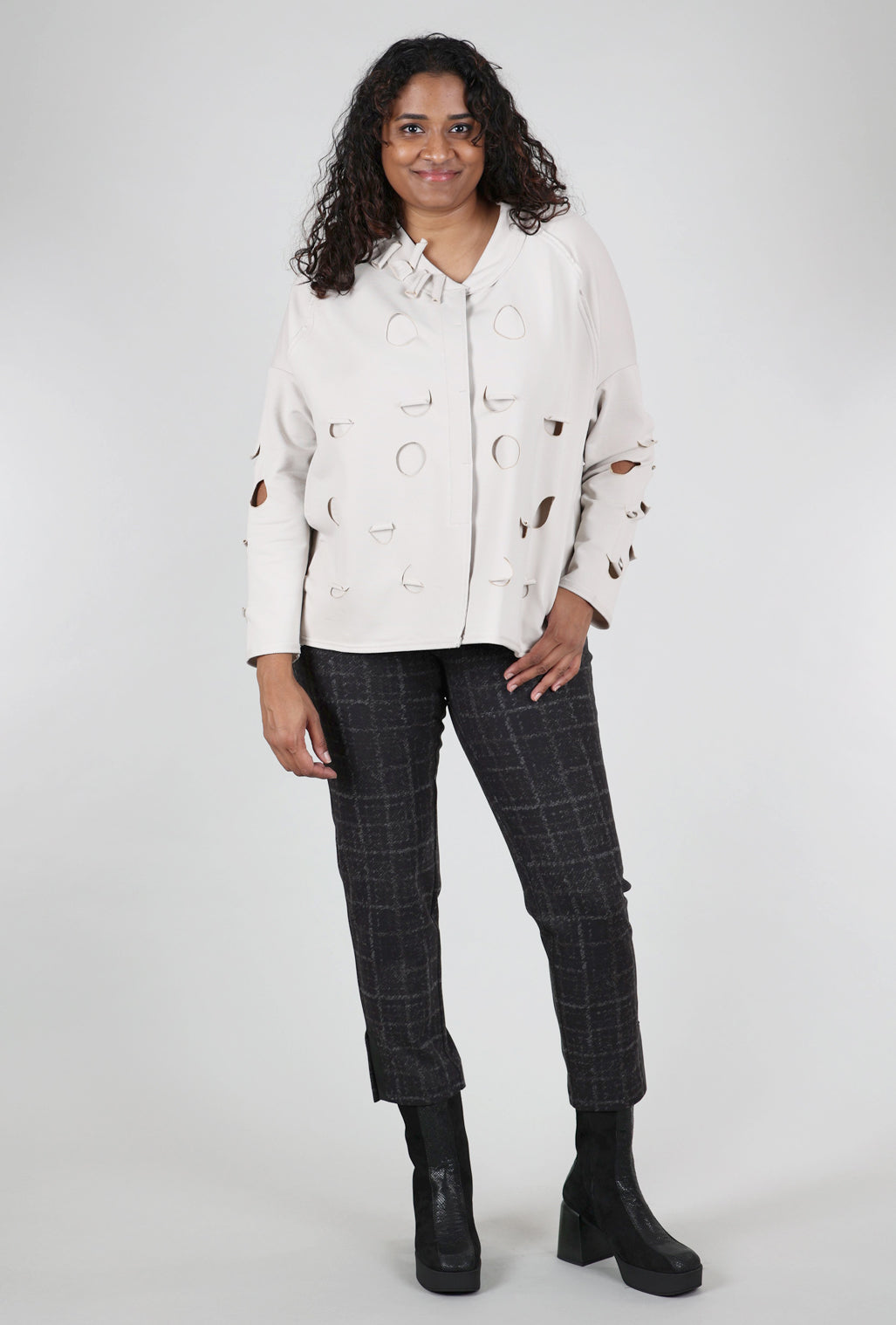 Kedziorek Burnout Dot Knit Jacket, Stone