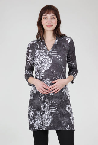 David Cline 3/4-Sleeve Polo Dress, Onyx Print 