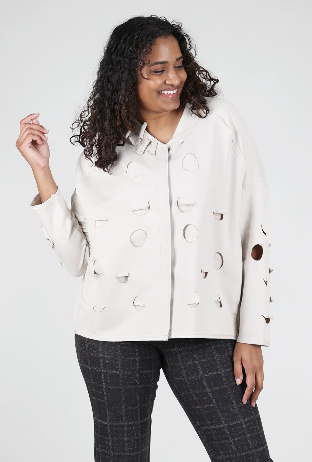 Kedziorek Burnout Dot Knit Jacket, Stone