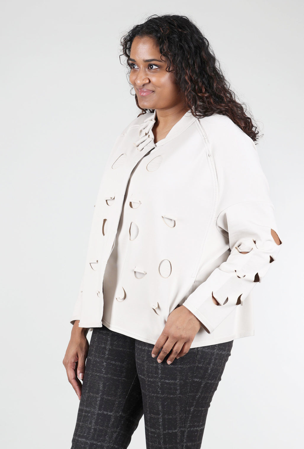 Kedziorek Burnout Dot Knit Jacket, Stone