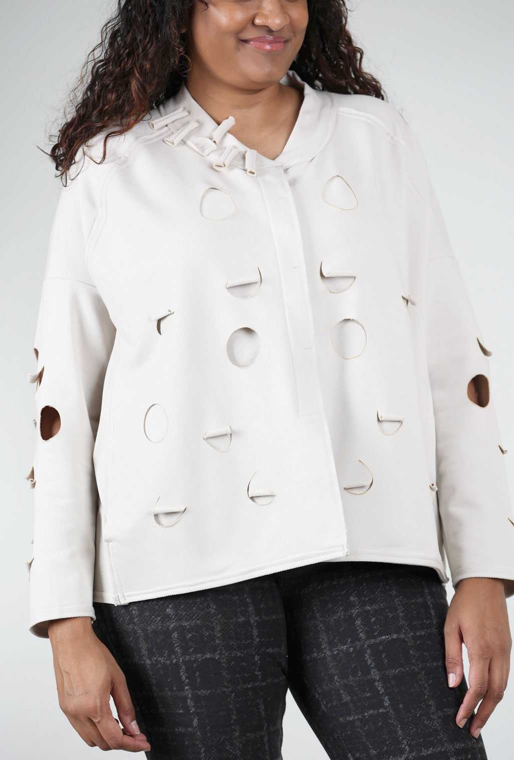Kedziorek Burnout Dot Knit Jacket, Stone