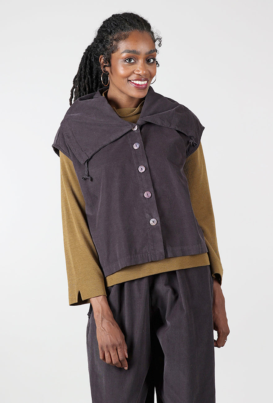 Irene Cord Vest, Fig – Evie Lou