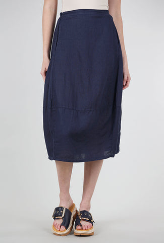 Cut Loose Linen Side-Pleat Skirt, Night Sky 