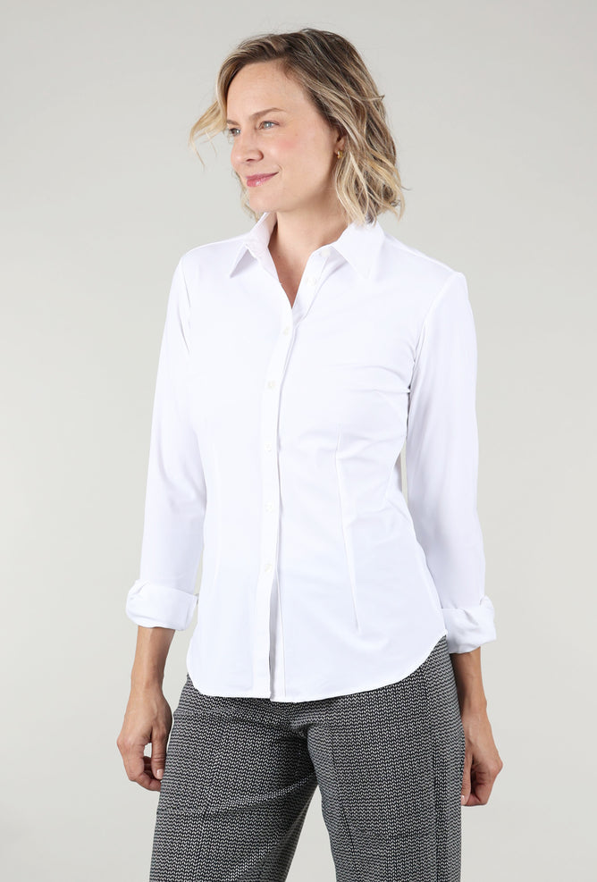 Ameliora Dawn Tech Button-Up Shirt, White