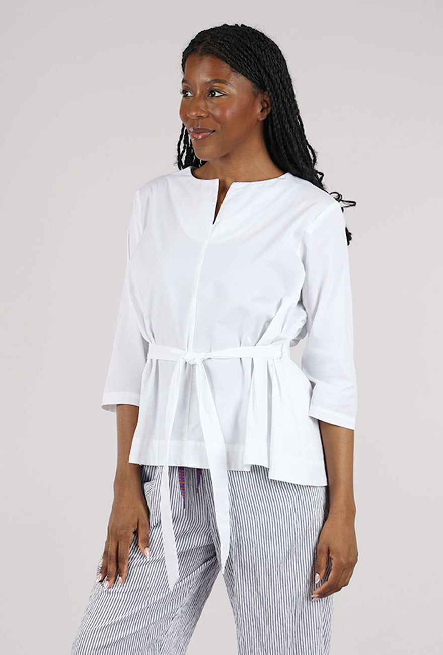 Knit Knit Tie Waist Sylvia Blouse, White