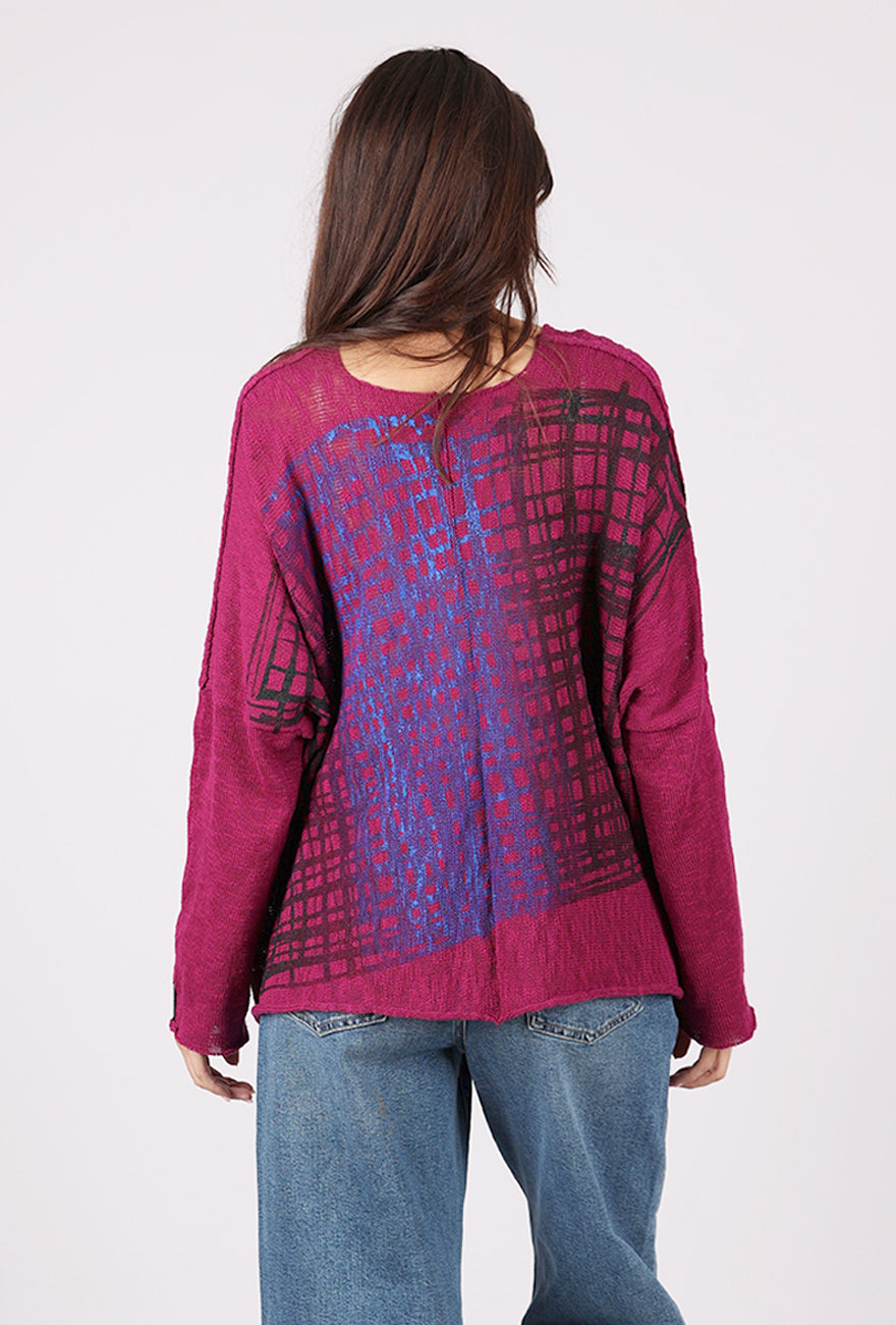 Paper Temples Bota Pullover, Berry/Ombre Hatch