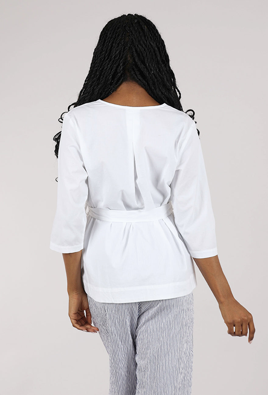 Knit Knit Tie Waist Sylvia Blouse, White
