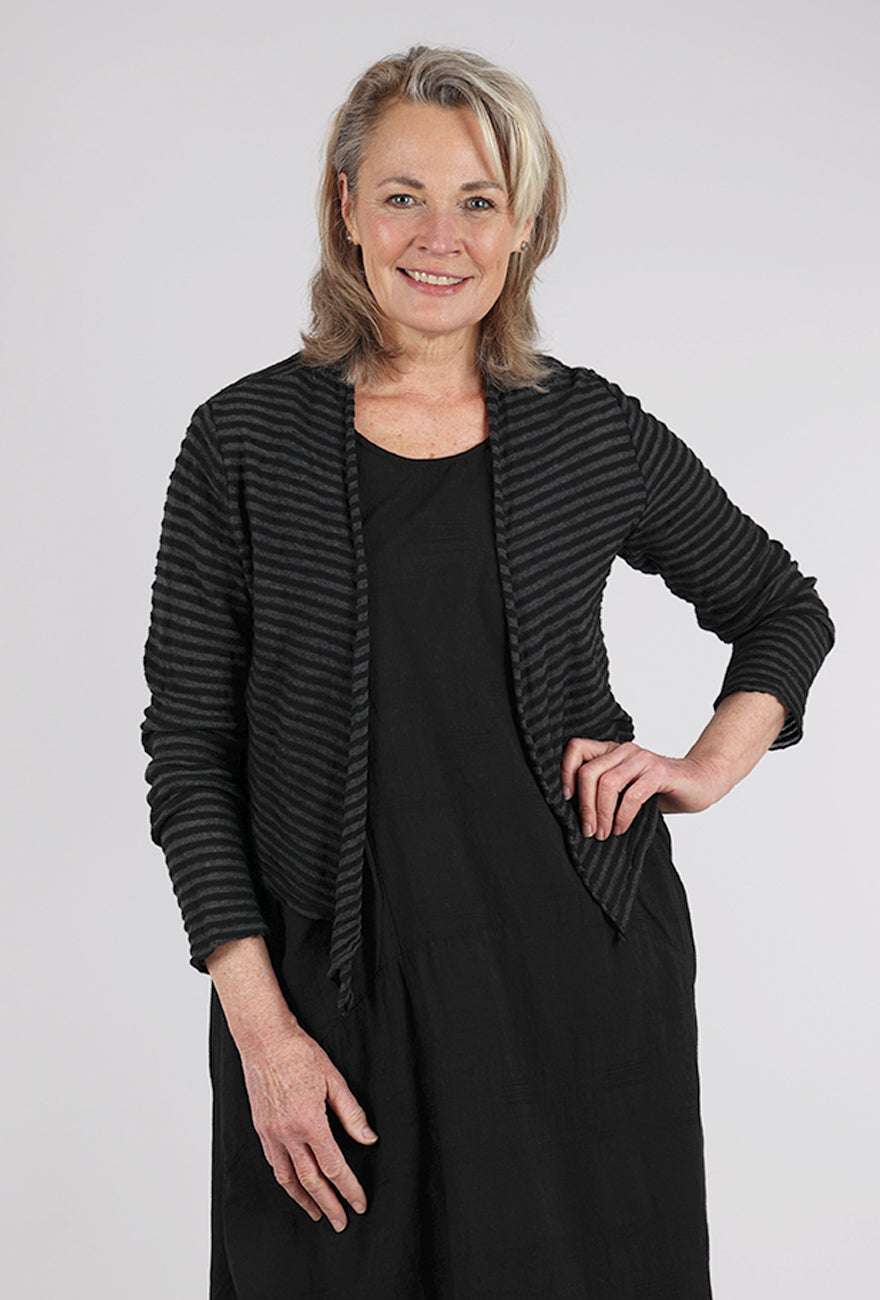 Cut Loose Shadow Stripe Knit Cardie, Black