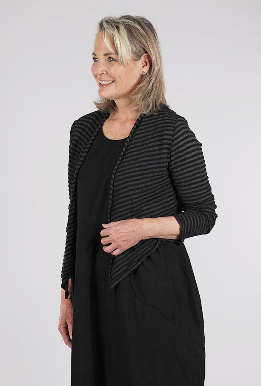 Cut Loose Shadow Stripe Knit Cardie, Black