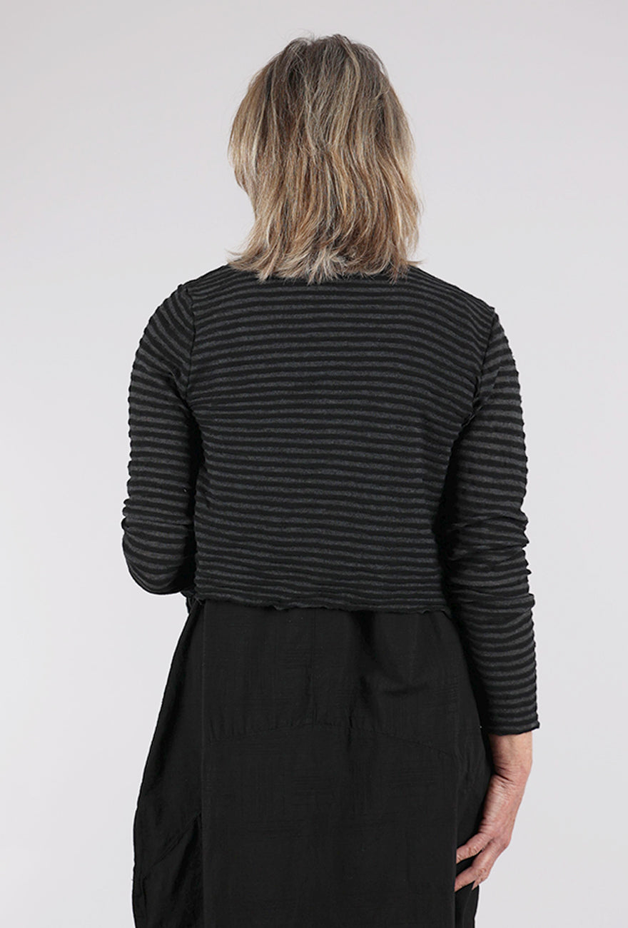Cut Loose Shadow Stripe Knit Cardie, Black