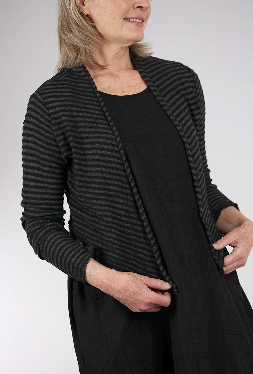 Cut Loose Shadow Stripe Knit Cardie, Black