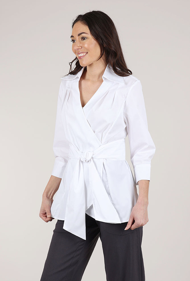 Ravel Wrap Waist Blouse, White