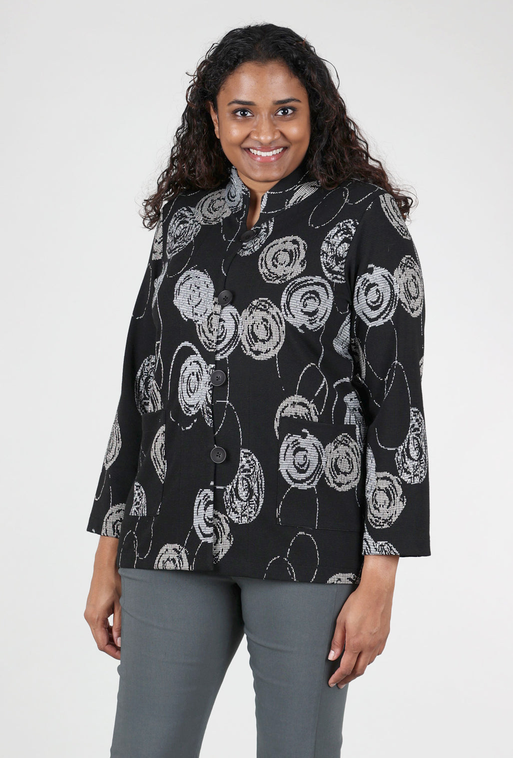 Christopher Calvin Jacquard Jenny Jacket, Black/Tan