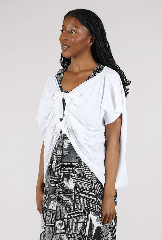 Knit Knit Micropleat Ribbon Cardie, White