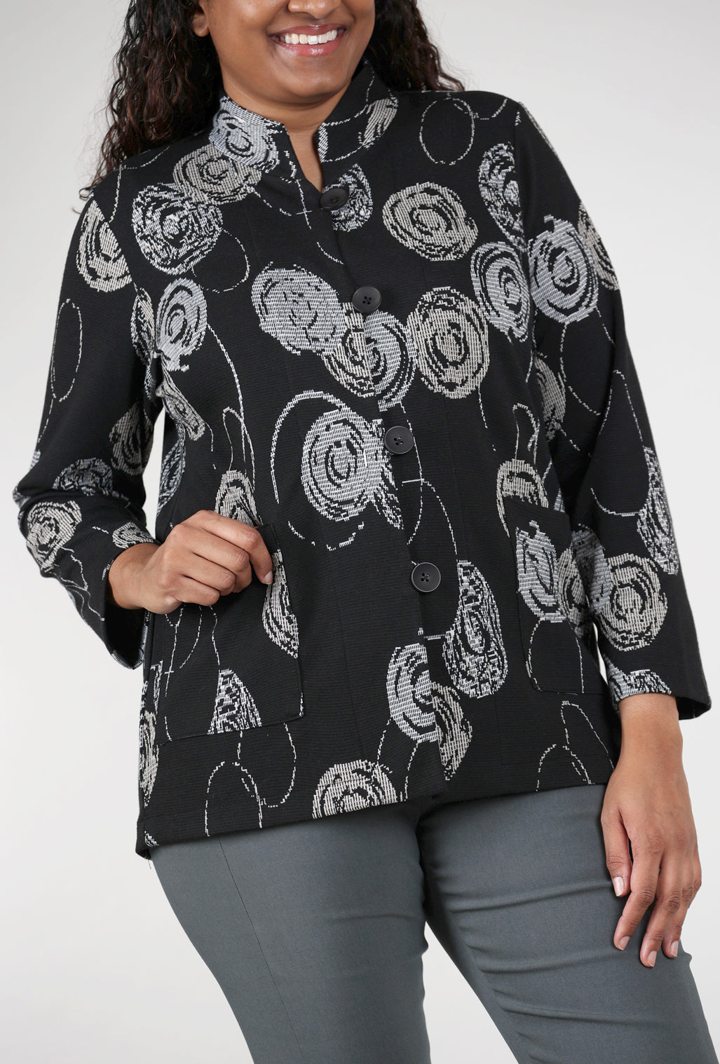 Christopher Calvin Jacquard Jenny Jacket, Black/Tan