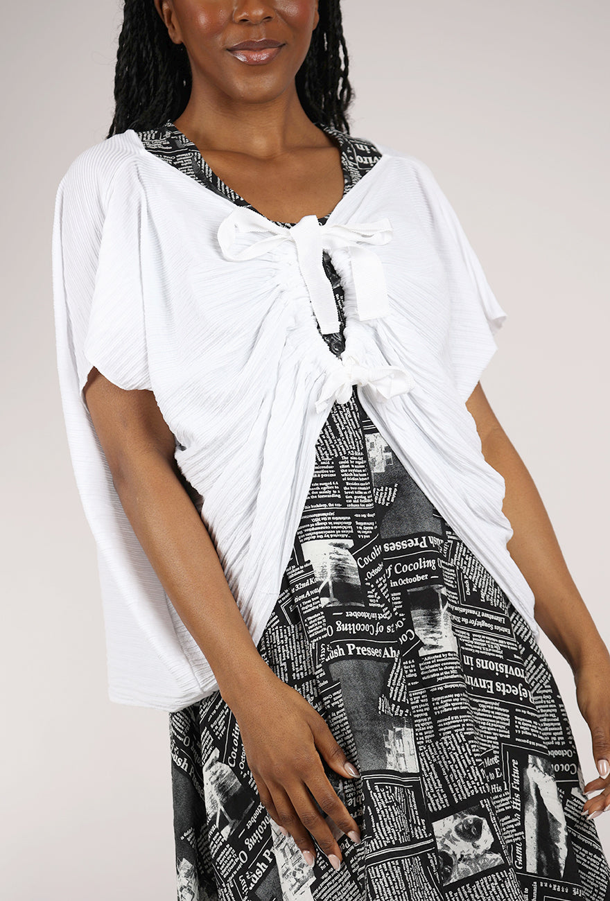 Knit Knit Micropleat Ribbon Cardie, White