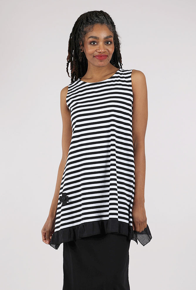 Pluslavie RU Stripe Top, Black/White