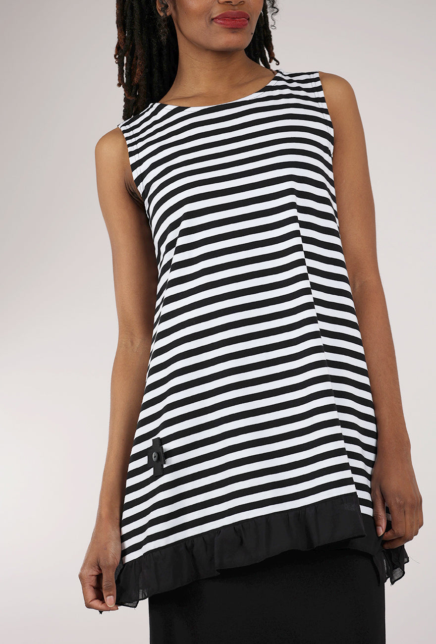 Pluslavie RU Stripe Top, Black/White