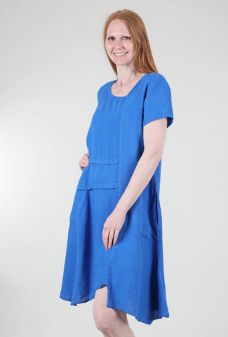 Fenini Linen Pleat Dress, Royal Blue 