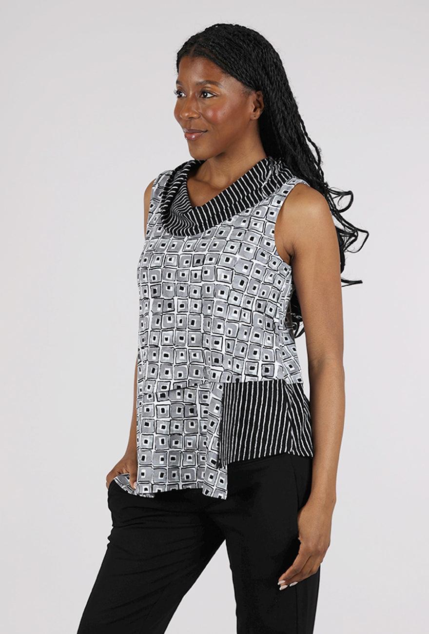 Habitat Core Travel Mixed Cowl Top, Black Multi