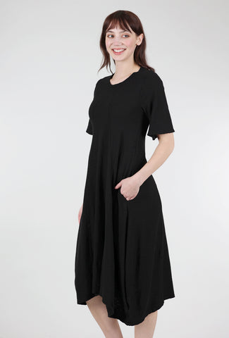 Cut Loose Seamed Midi Dress, Black 