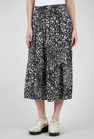 Grade & Gather Print Sateen Midi Skirt, Black 