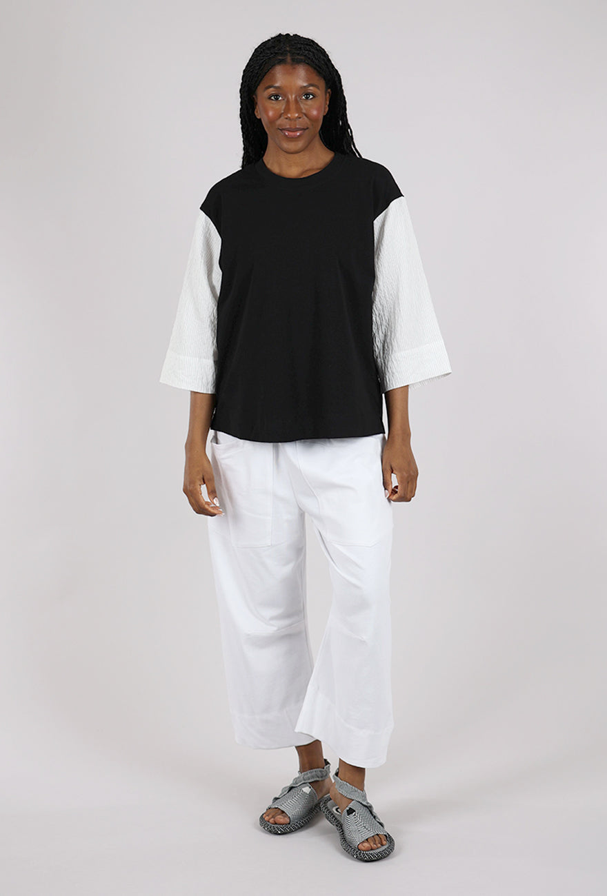 Alembika Contrast Sleeve Jersey Top, Black/Mono