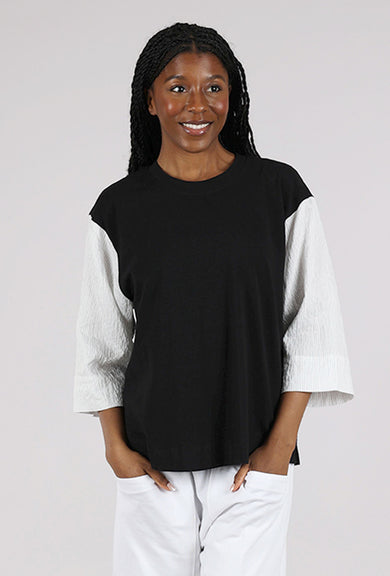 Alembika Contrast Sleeve Jersey Top, Black/Mono
