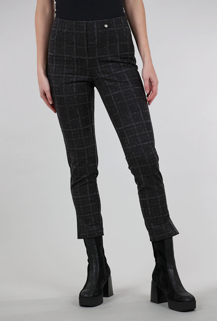 Robell Rose Plaid Pant, Charcoal