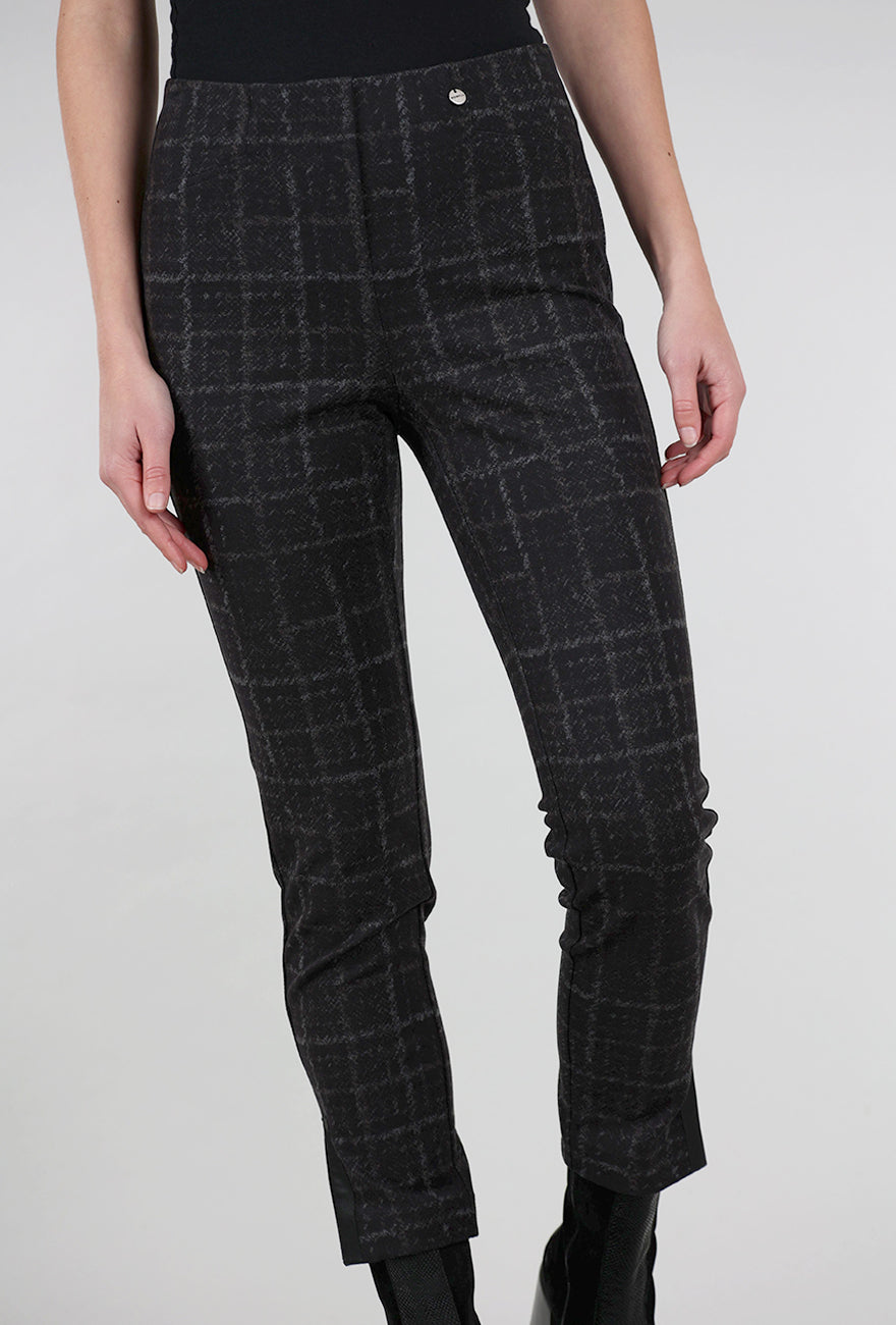 Robell Rose Plaid Pant, Charcoal