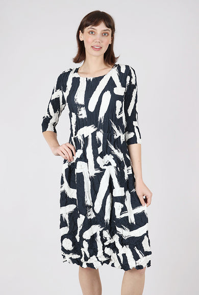Alquema 3/4-Sleeve Smash Pocket Dress, Indigo Noise