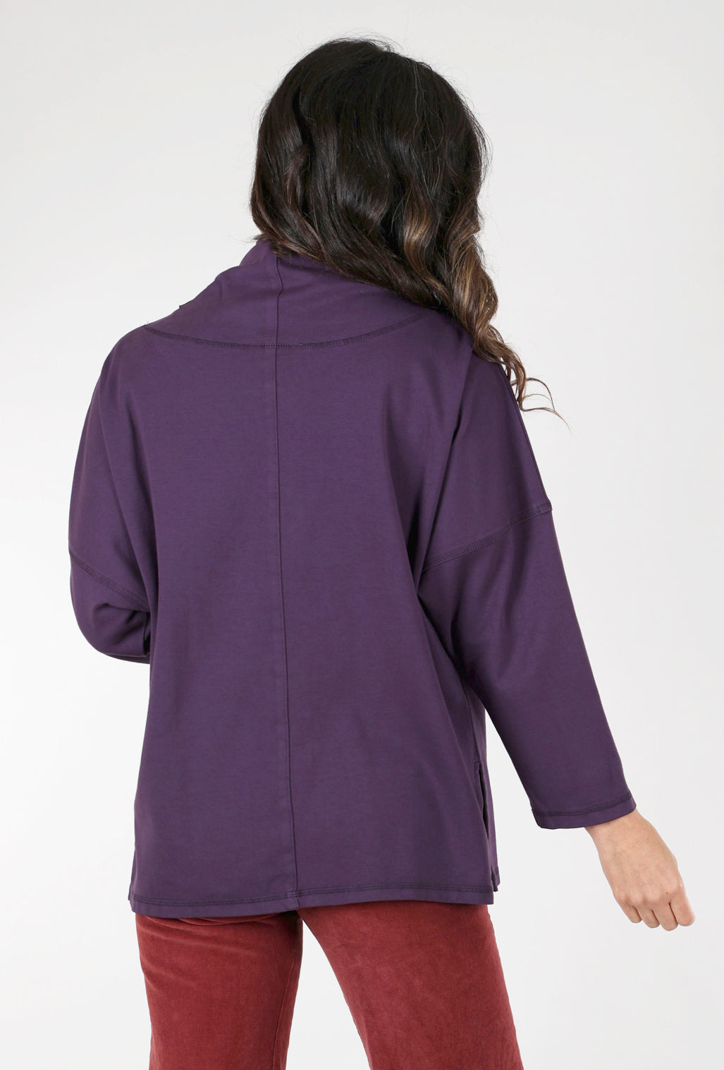 Eleven Stitch Snap Turtleneck Pullover, Eggplant