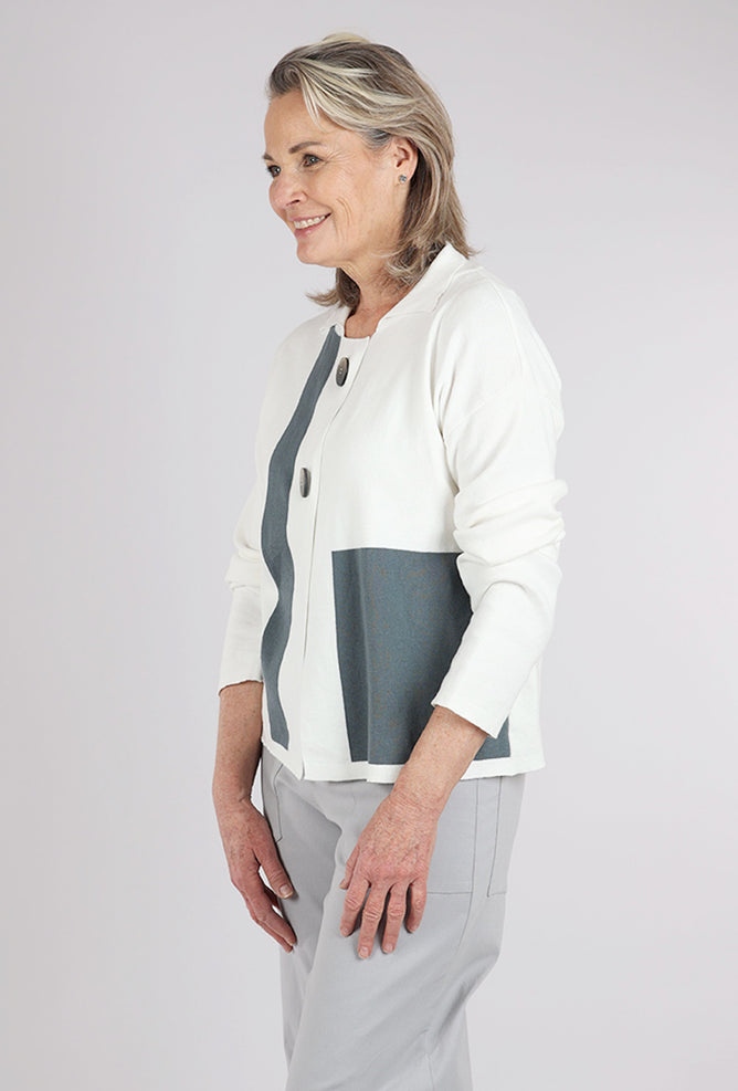 Knit Knit Johnny Collar Sweater, Latte/Gray