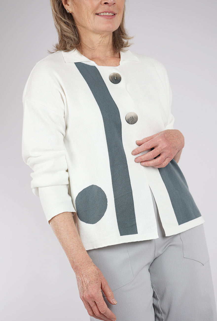 Knit Knit Johnny Collar Sweater, Latte/Gray