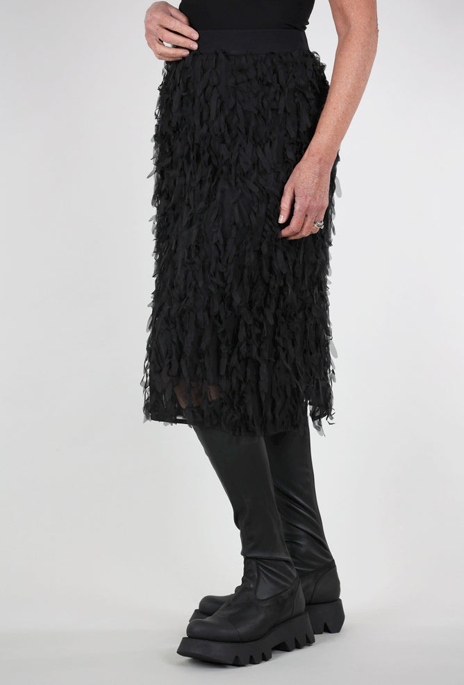 Kedziorek Chiffon Fringe Skirt, Black