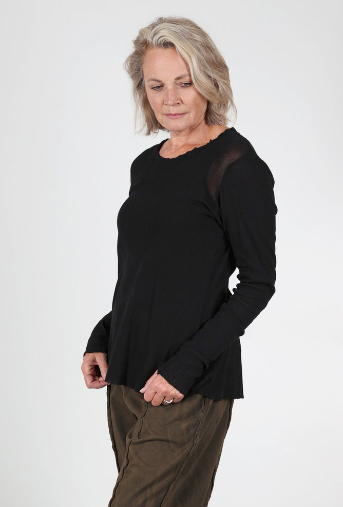 Cynthia Ashby Cotton Mesh L/S Tee, Black