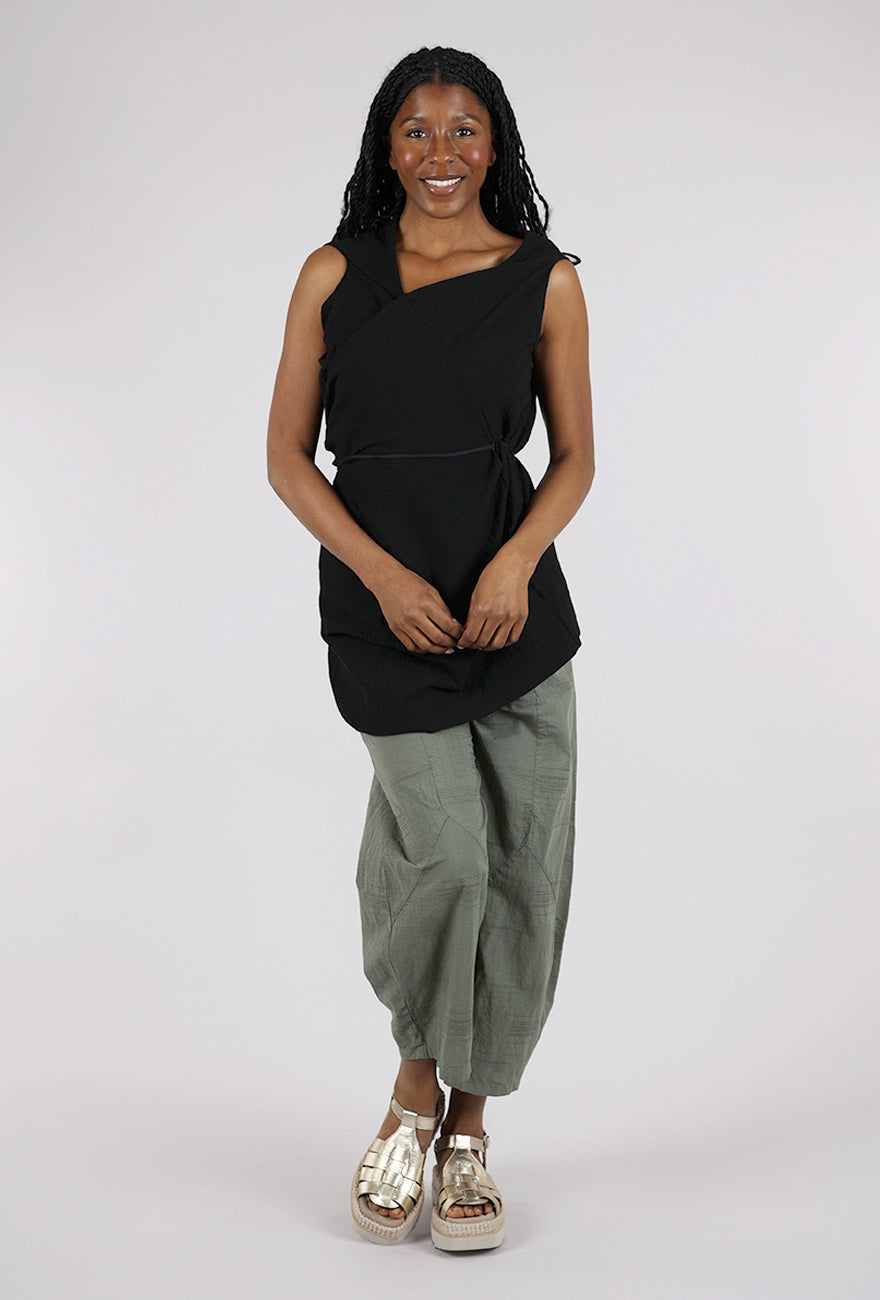 Knit Knit Micropleat Drape Vest, Black