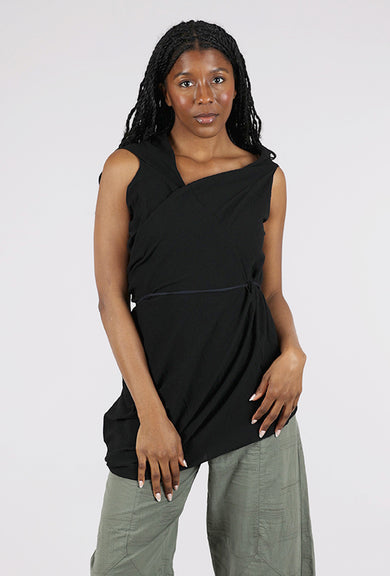 Knit Knit Micropleat Drape Vest, Black