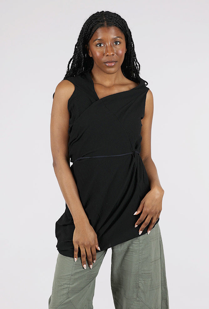 Knit Knit Micropleat Drape Vest, Black