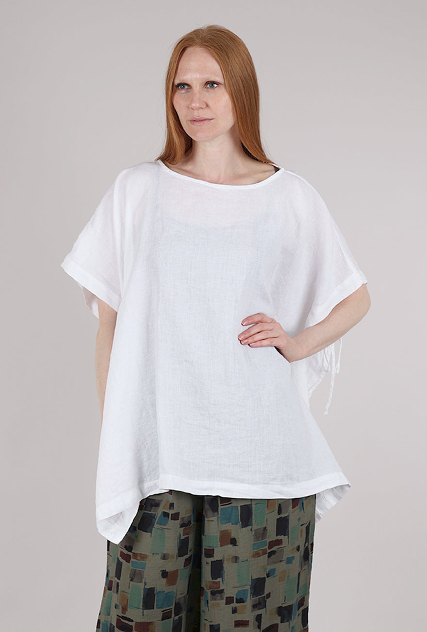 Cut Loose Linen Side-Tie Top, White