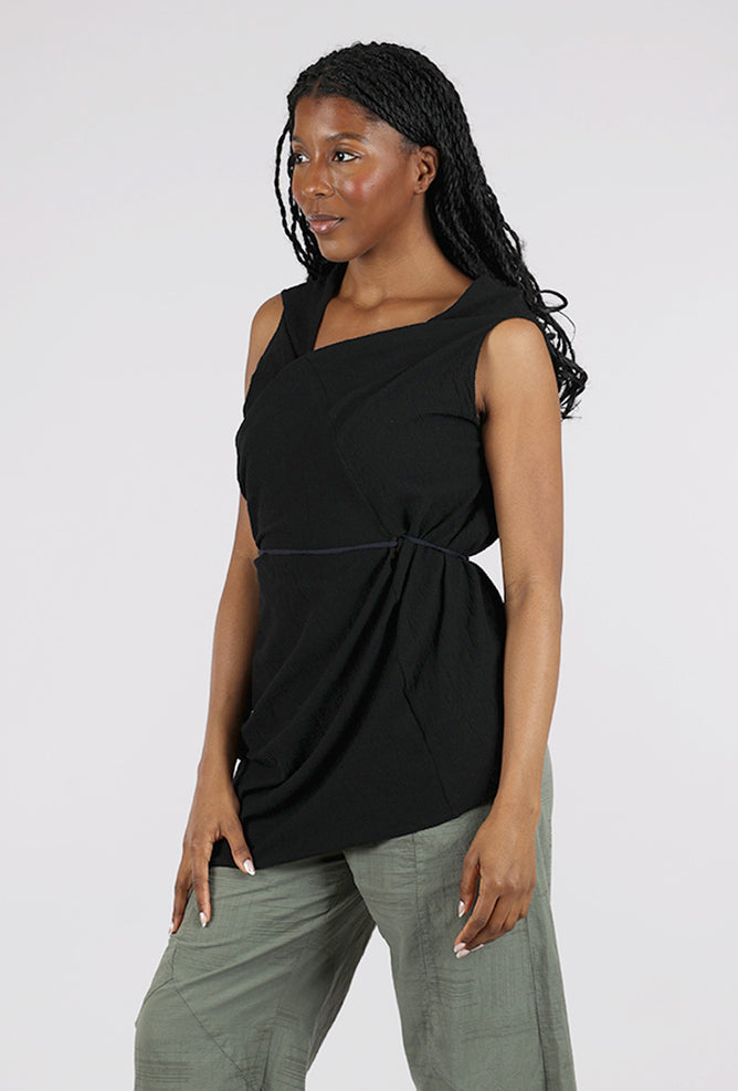 Knit Knit Micropleat Drape Vest, Black