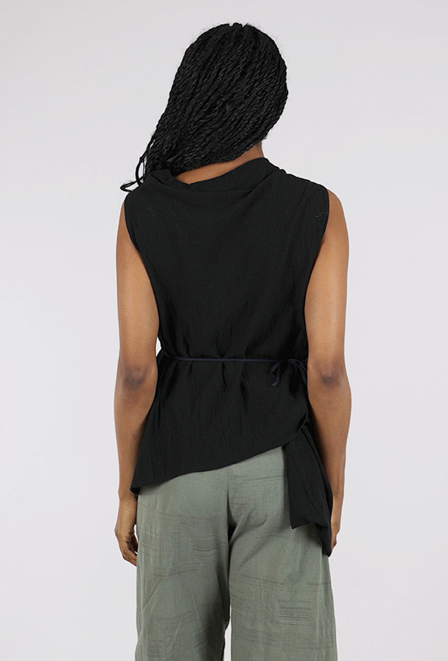 Knit Knit Micropleat Drape Vest, Black