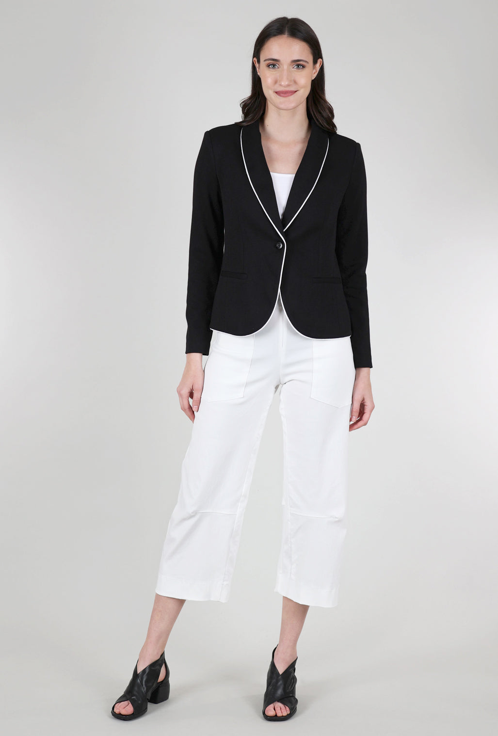Peace of Cloth Remi Pique Corded Blazer, Black