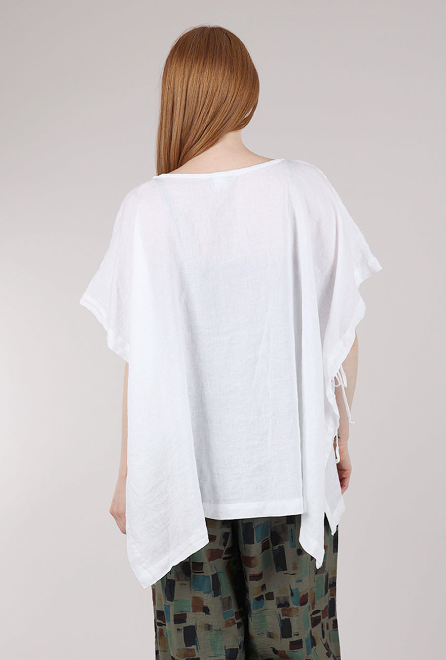 Cut Loose Linen Side-Tie Top, White